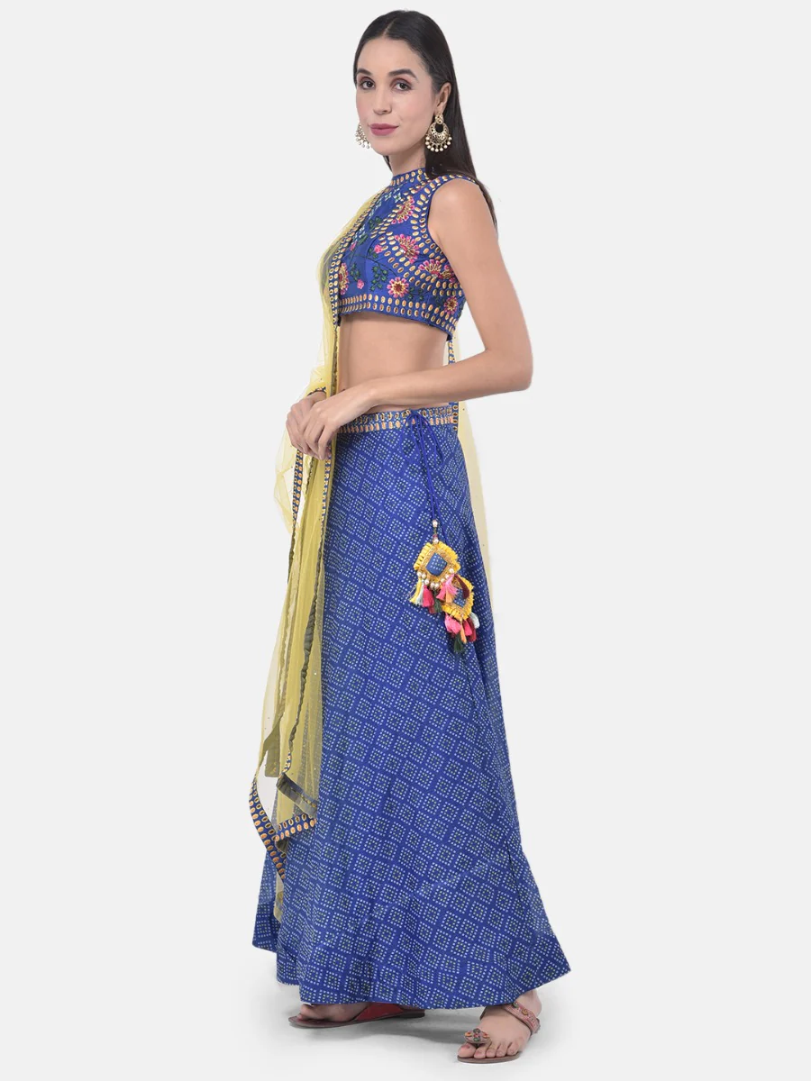 Neerus Blue Embroidered Lehenga Set - Image 3