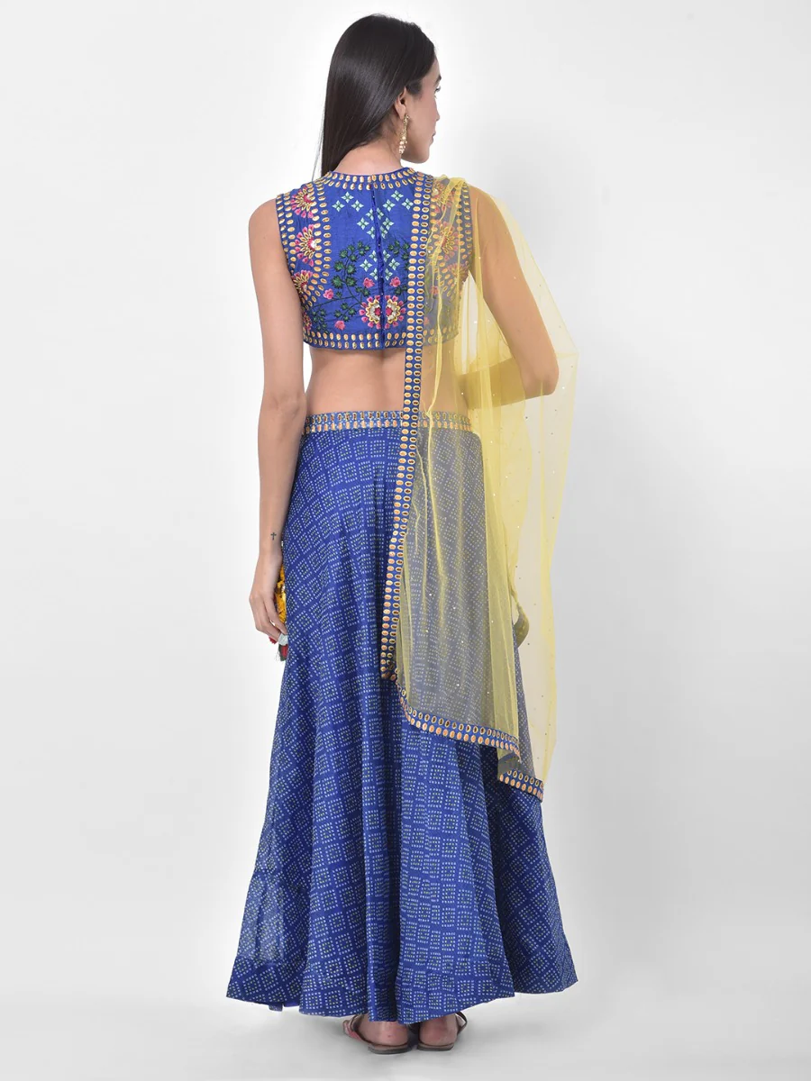 Neerus Blue Embroidered Lehenga Set - Image 4