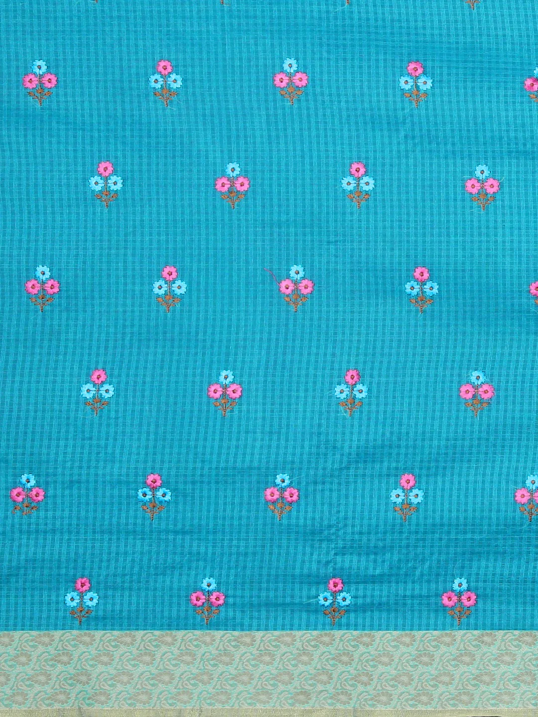 Neerus Blue Embroidered Saree With Blouse - Image 3