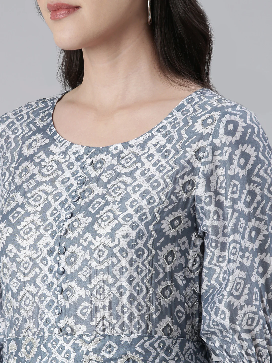 Neerus Blue Maxi Casual Printed Dresses - Image 4