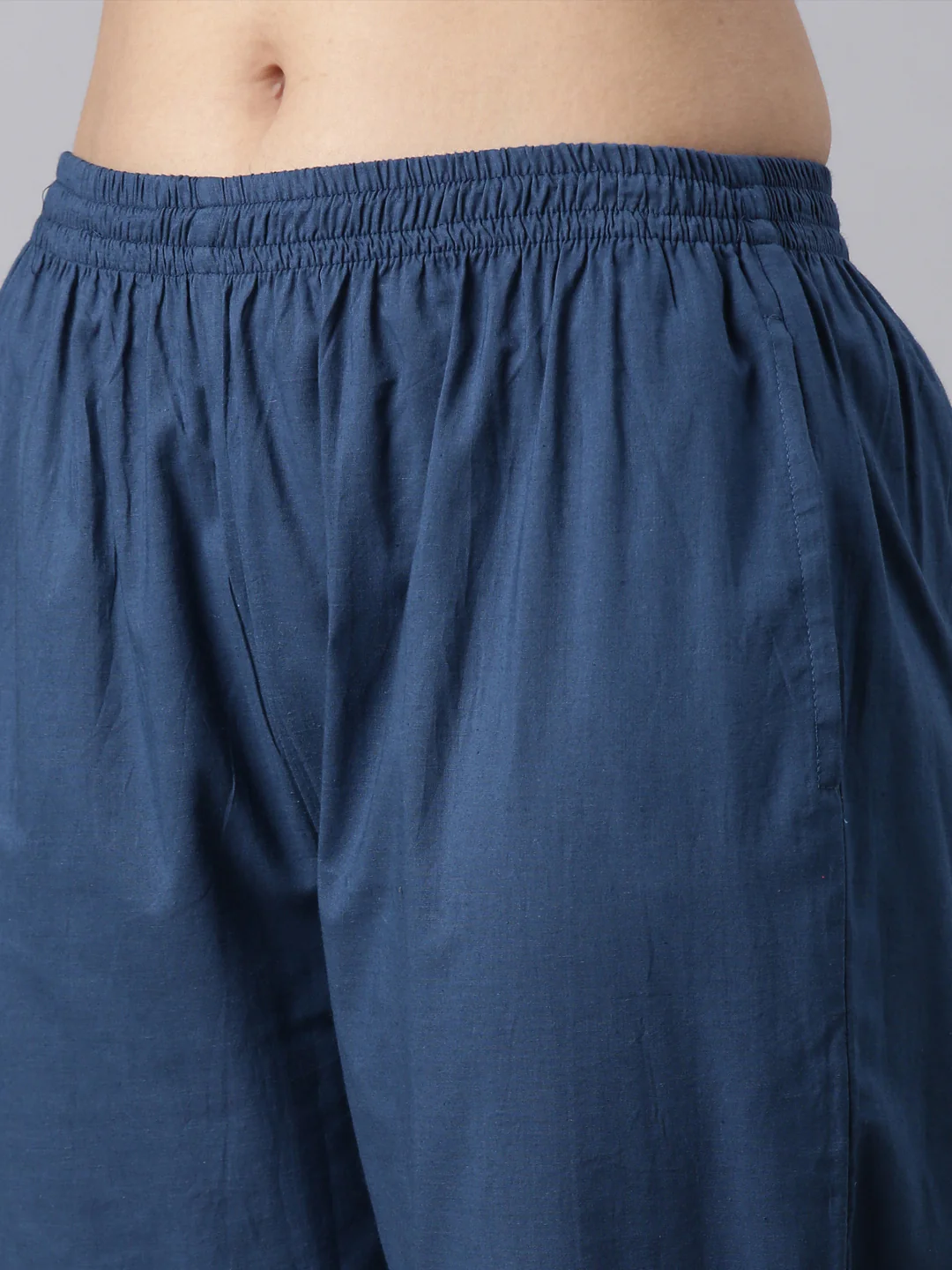 Neerus Blue Panelled Straight Kurta and Trousers With Dupatta - Image 6