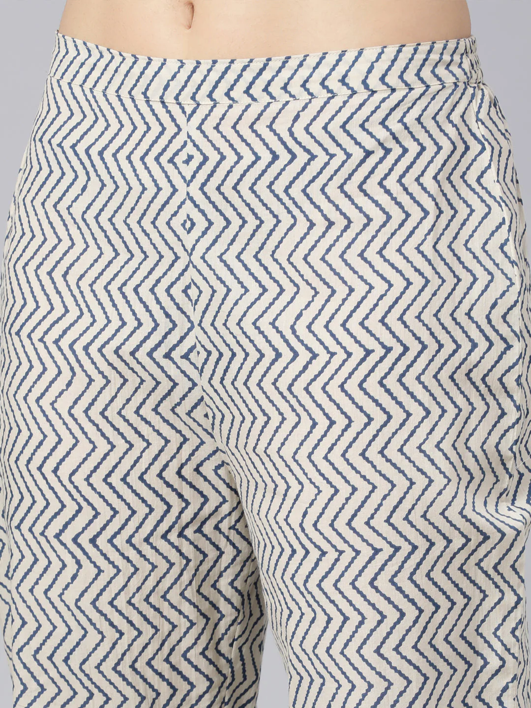Neerus Blue Panelled Straight Printed Kurta And Trousers With Dupatta - Image 7