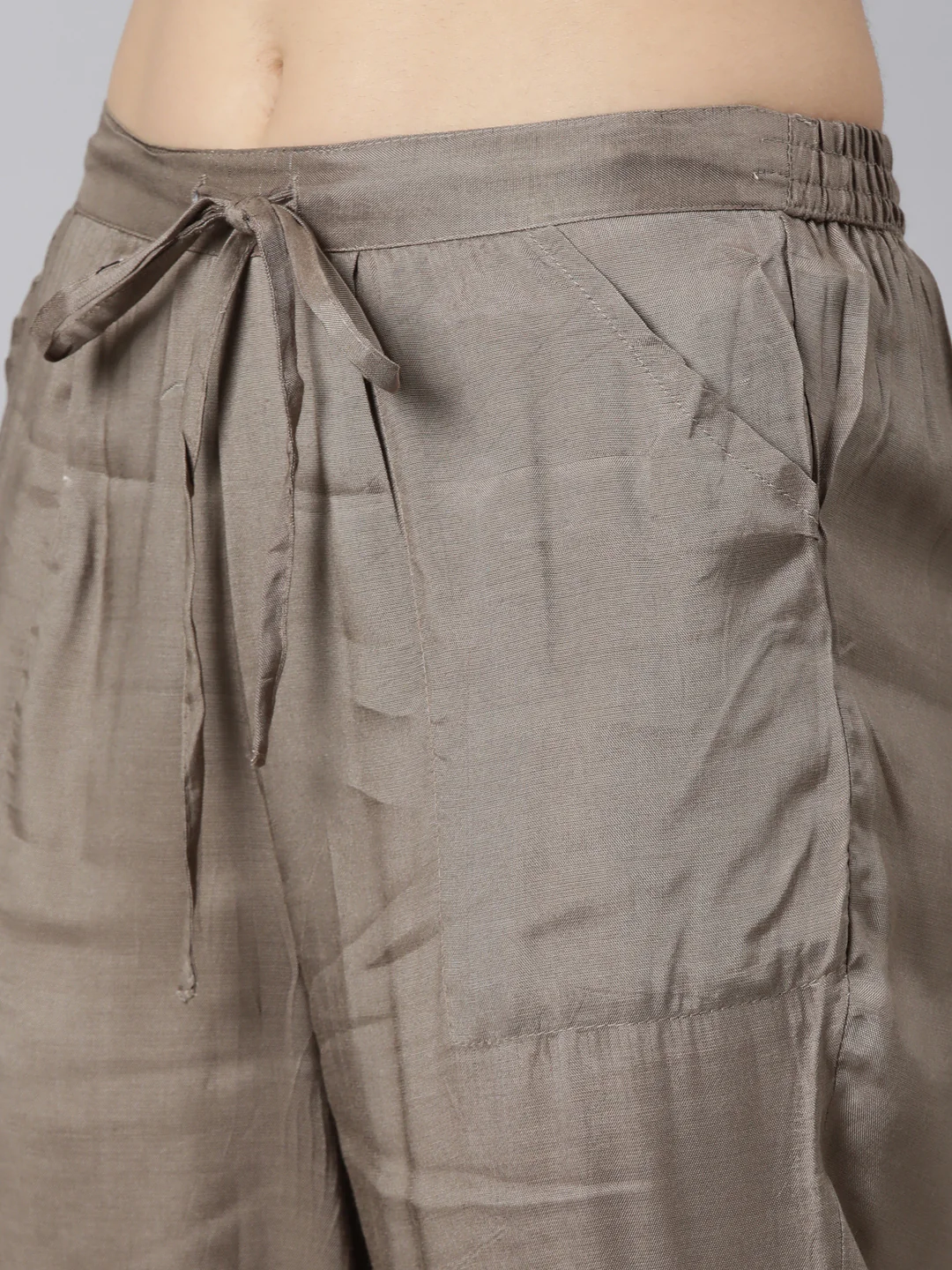 Neerus Blue Pleated Straight Floral Kurta And  Trousers With Dupatta - Image 6