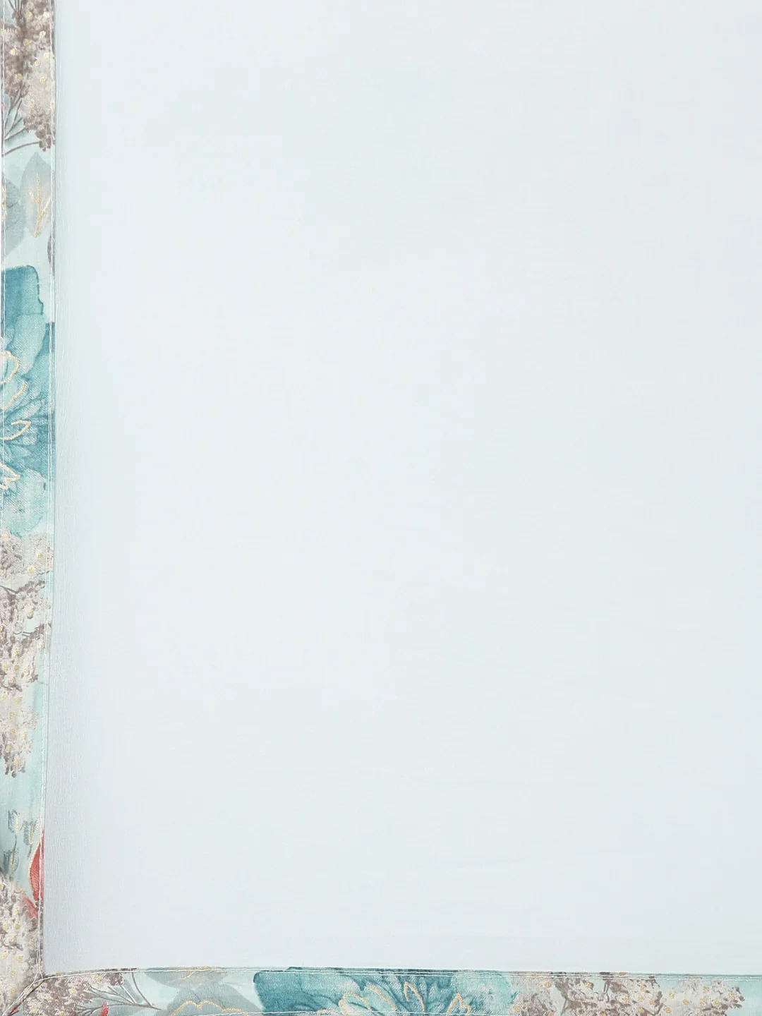 Neerus Blue Pleated Straight Floral Kurta And Trousers With Dupatta - Image 7
