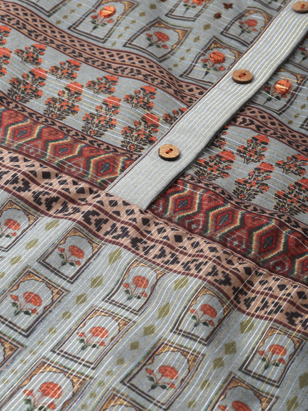 Neerus Blue Printed A Line Kurta - Image 2