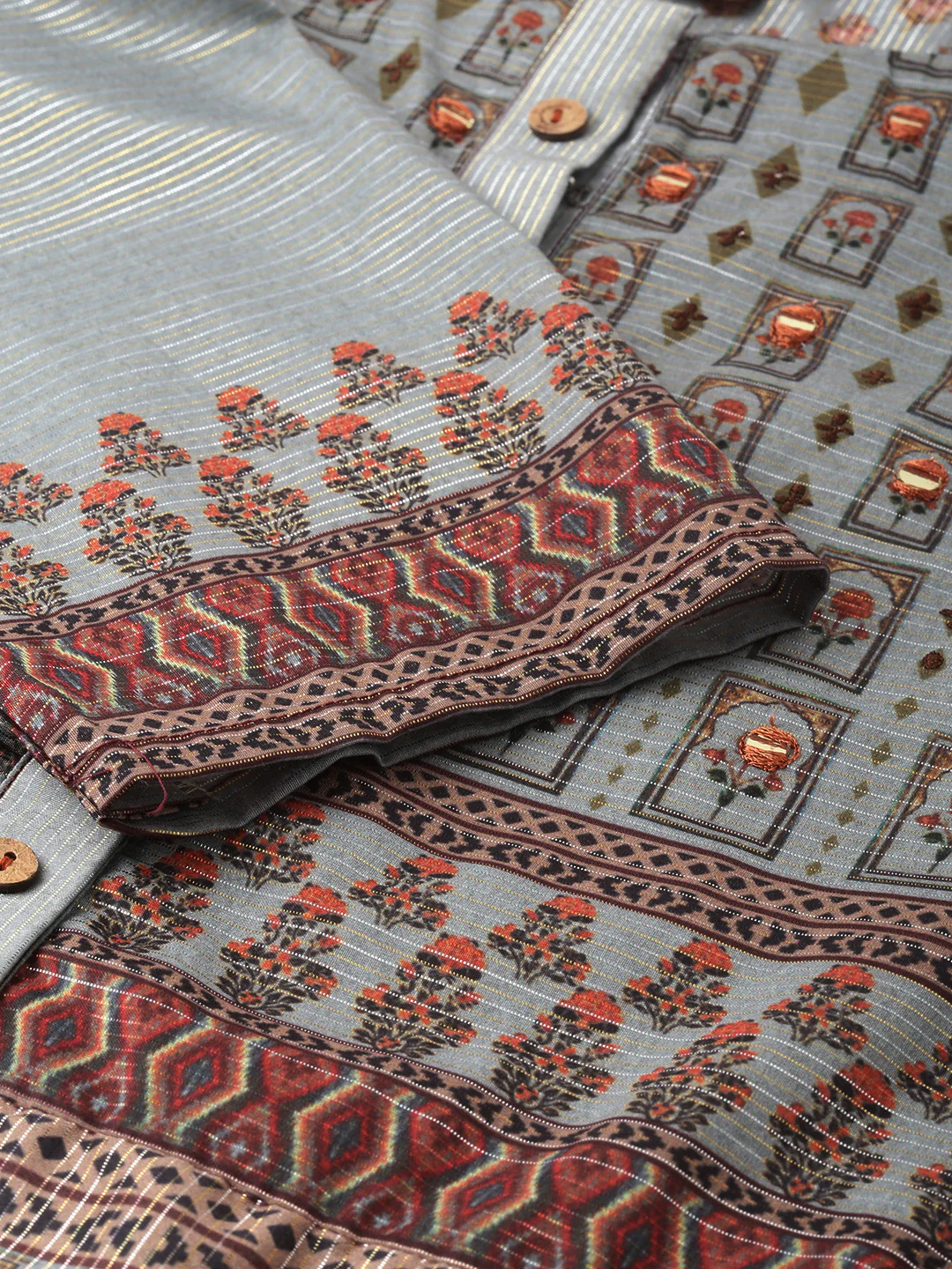 Neerus Blue Printed A Line Kurta - Image 3