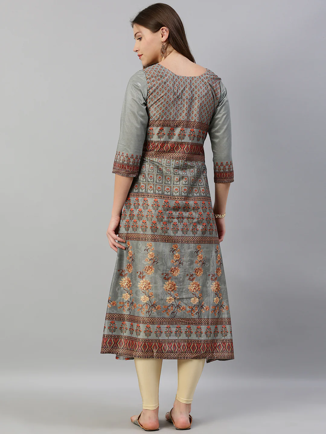 Neerus Blue Printed A Line Kurta - Image 5
