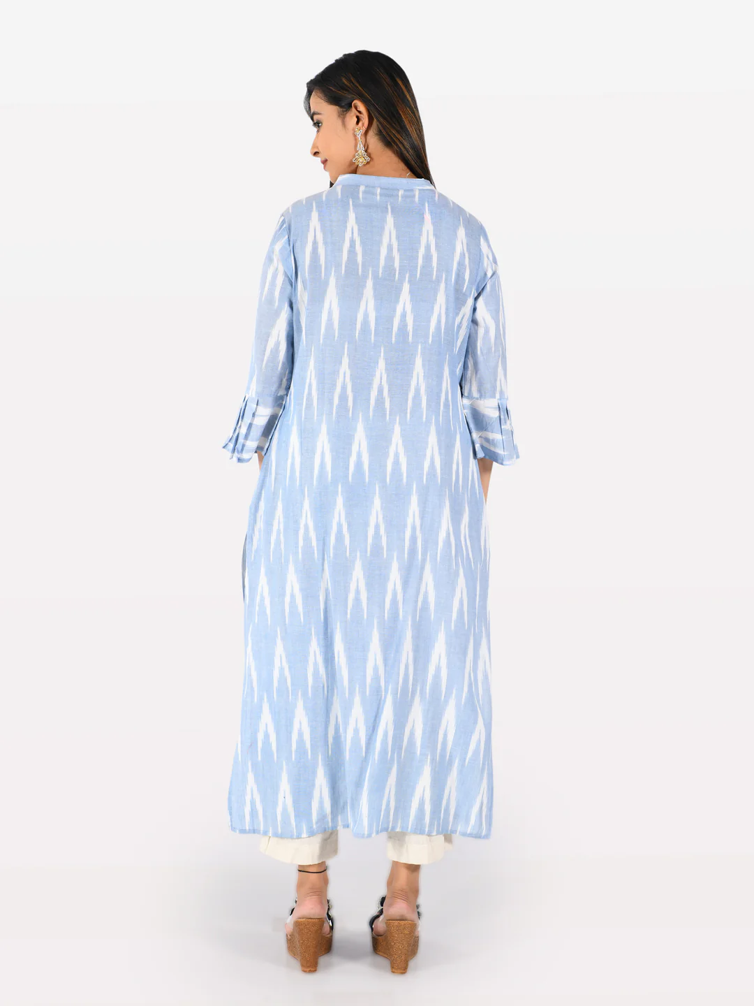 Neerus Blue Printed A Line Kurta - Image 3