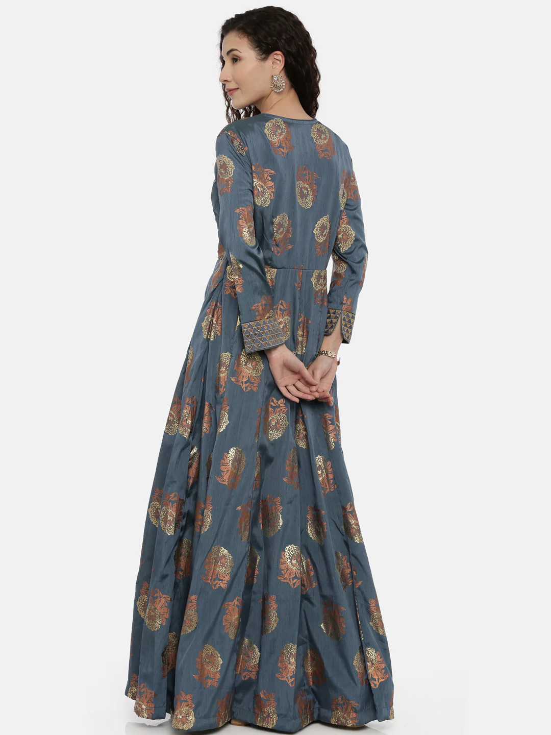 Neerus Blue Printed Anarkali Kurta - Image 4