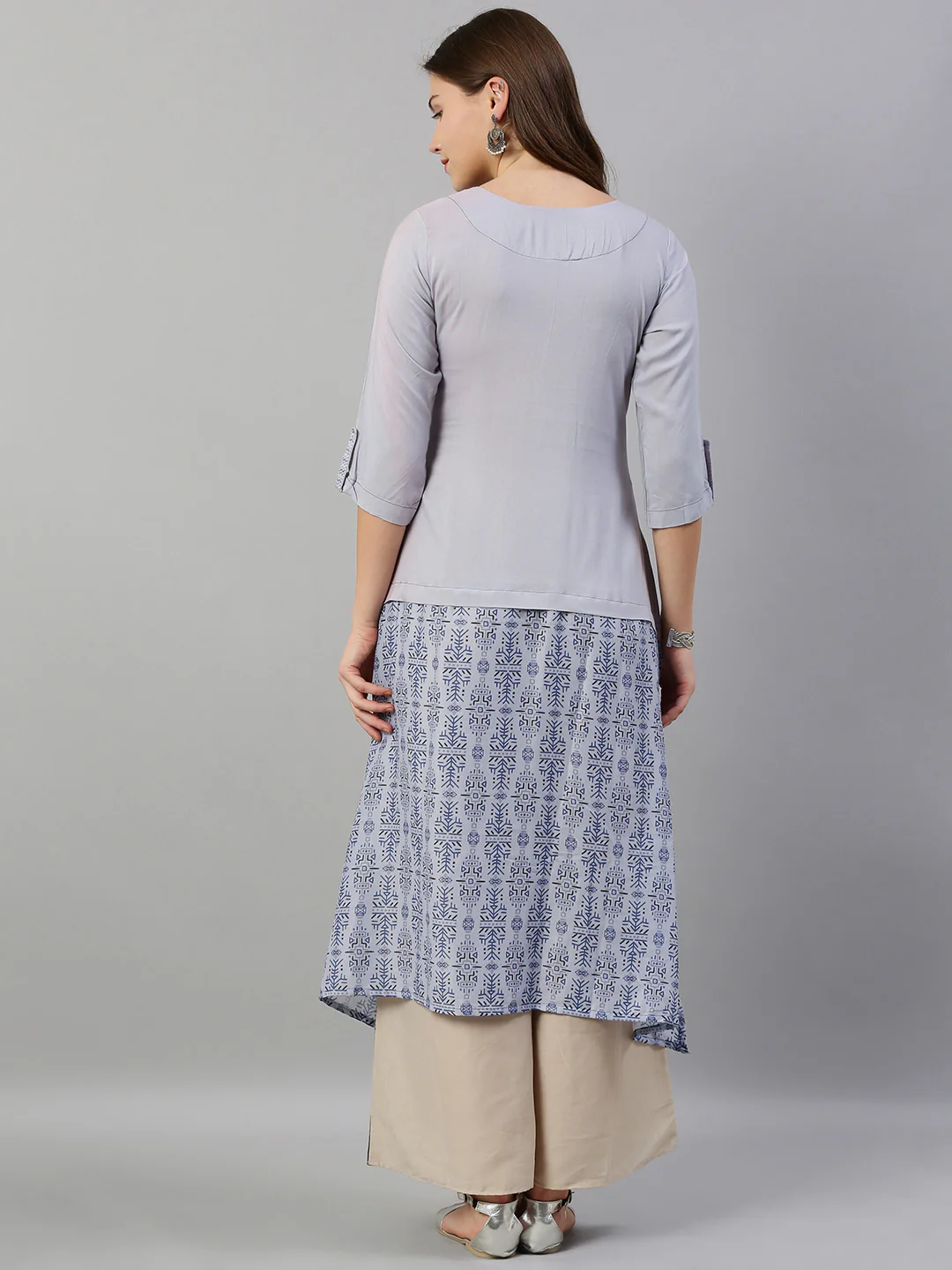 Neerus Blue Printed High Low Kurta - Image 4