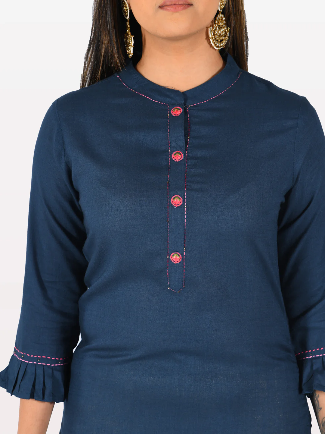 Neerus Blue Printed Straight Kurta - Image 3