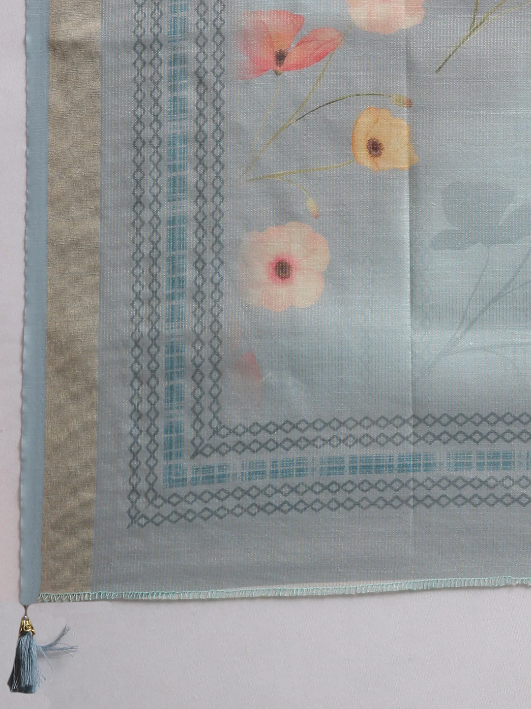 Neerus Blue Printed Straight Kurta And Trousers With Dupatta - Image 7