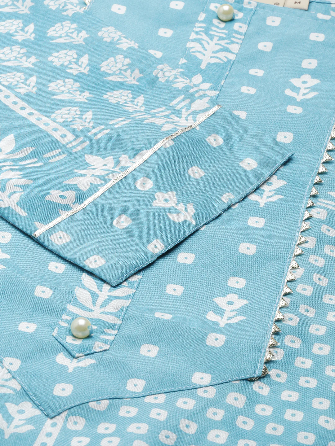 Neerus Blue Regular Calf Length Printed Kurta Printed Palazzos - Image 4