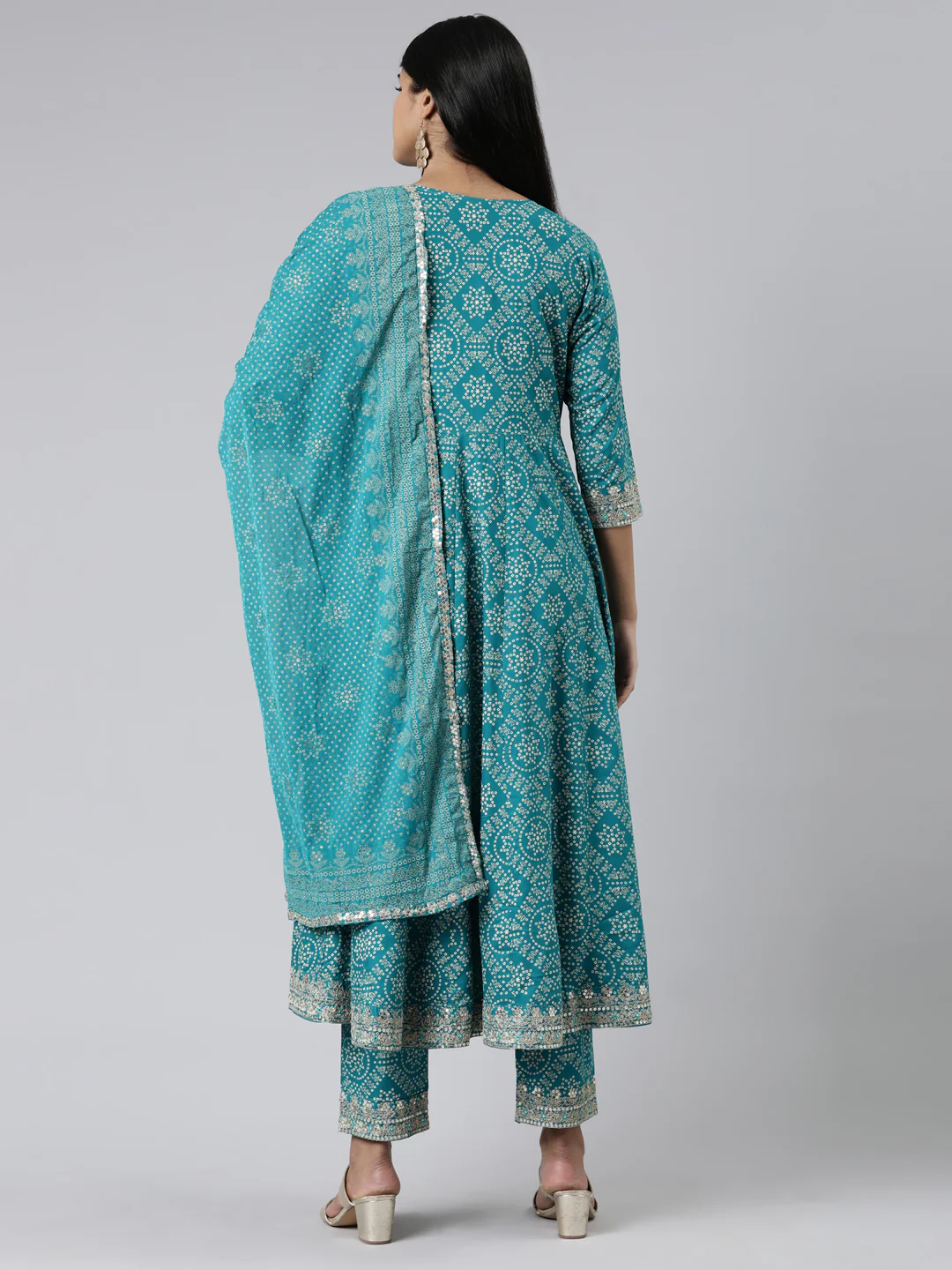 Neerus Blue Regular Calf Length Printed Readymade Suits - Image 3