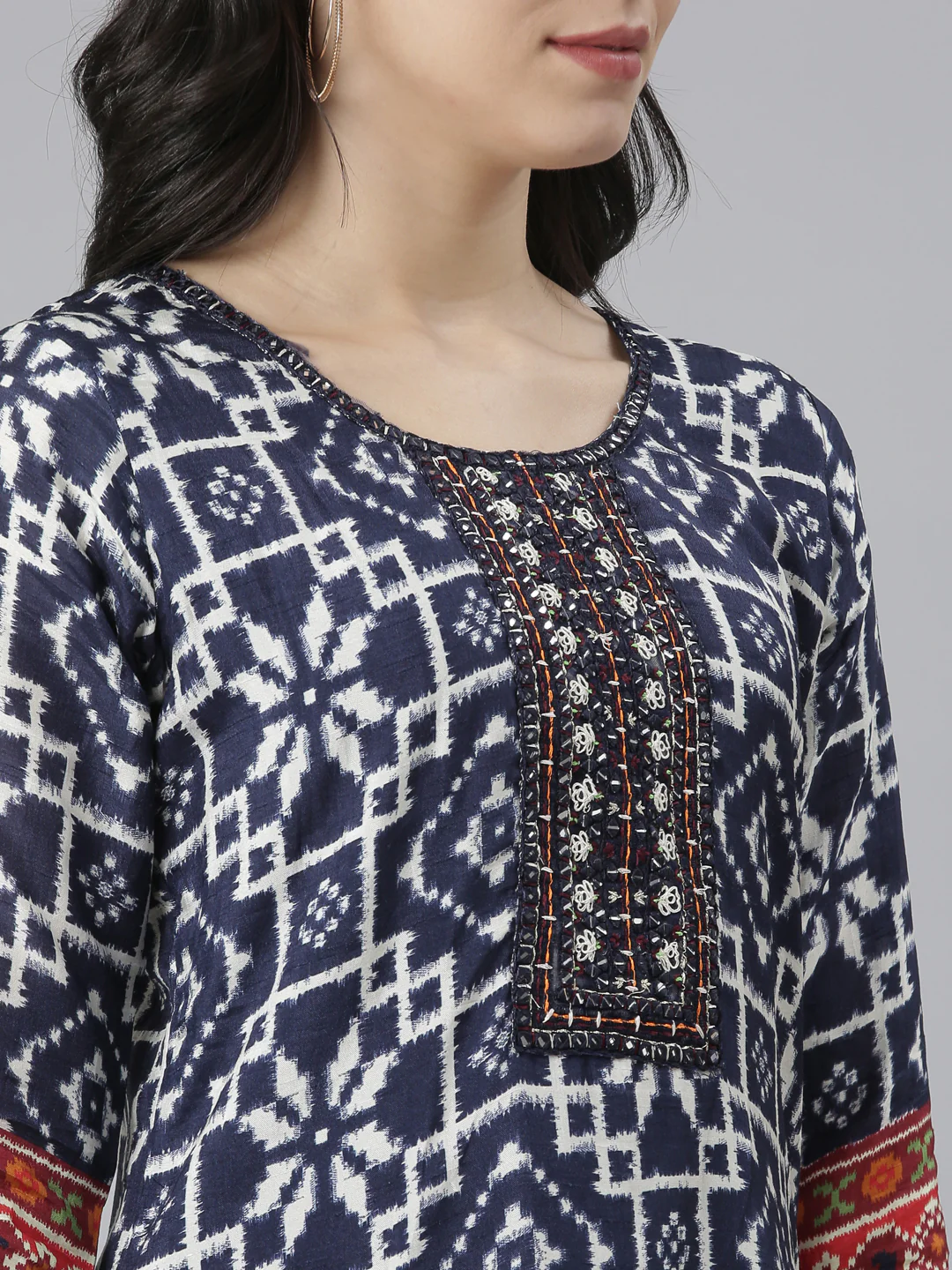 Neerus Blue Regular High-Low Kurta - Image 6