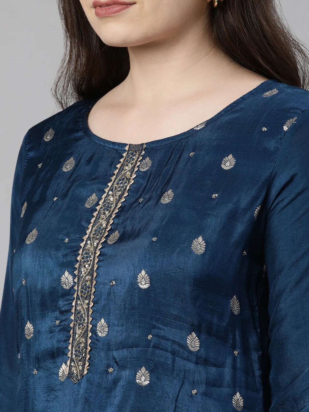 Neerus Blue Regular Knee Length Printed Readymade Suits - Image 4