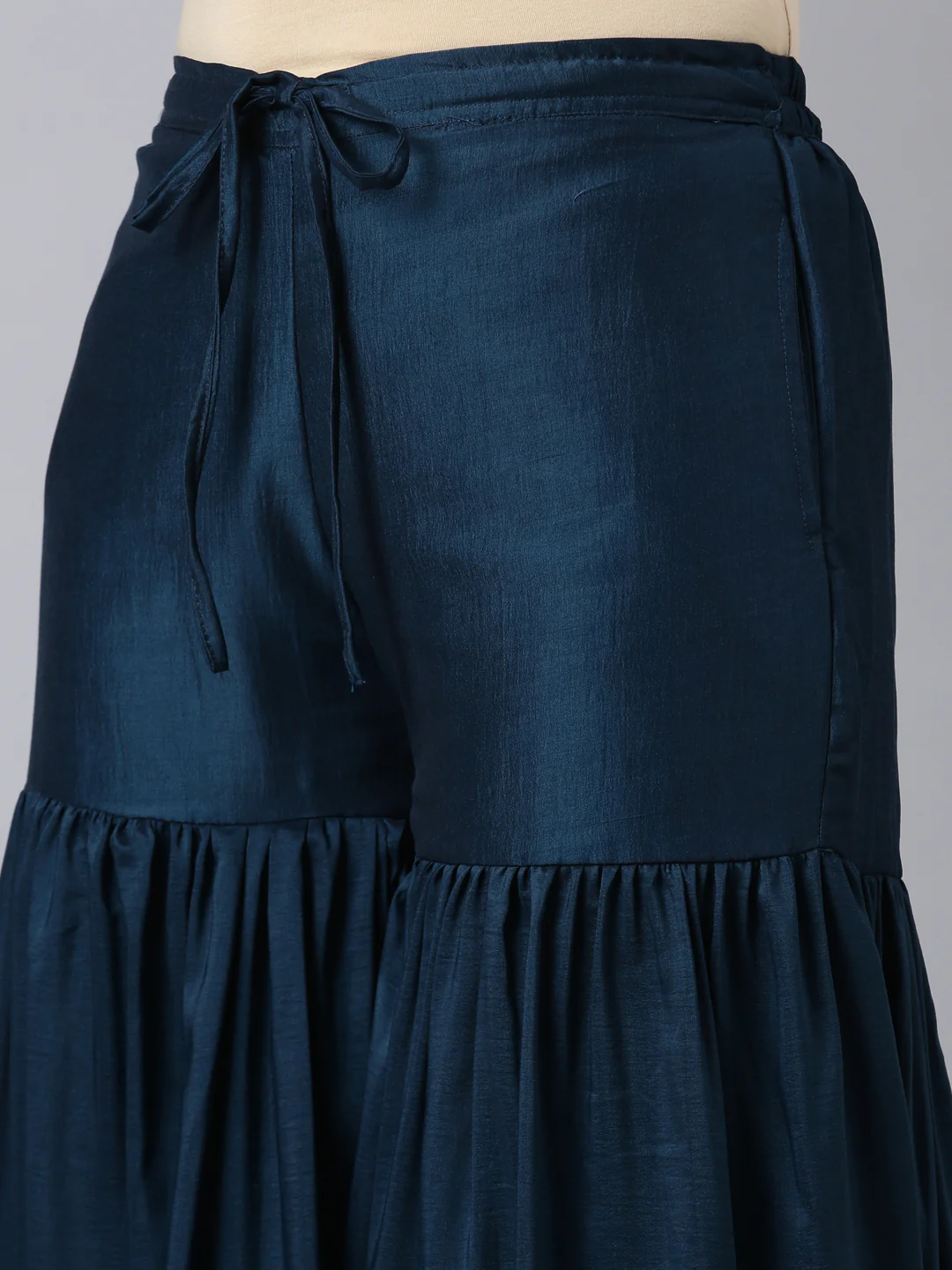 Neerus Blue Regular Straight Floral Kurta And Sharara With Dupatta - Image 6