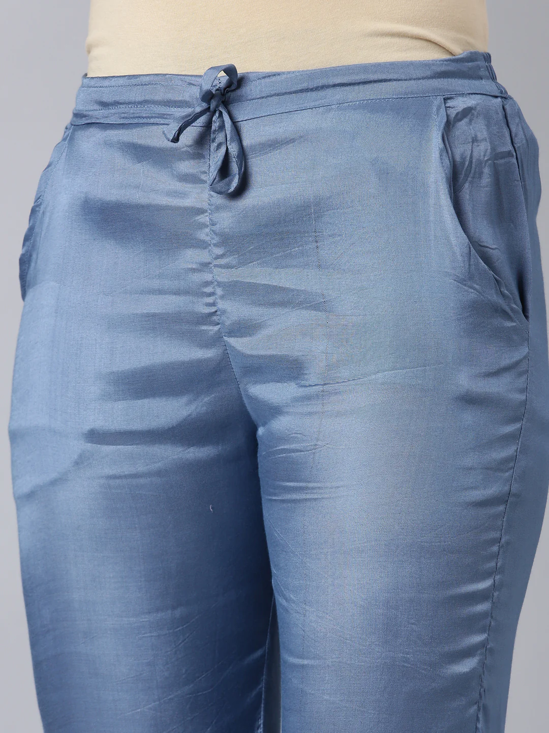Neerus Blue Regular Straight Floral Kurta And Trousers With Dupatta - Image 6