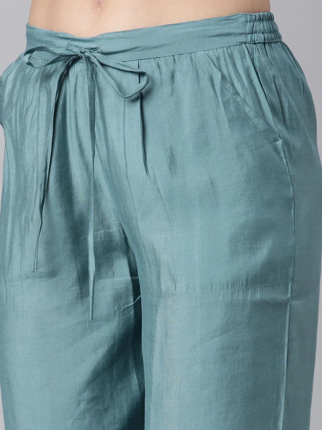 Neerus Blue Regular Straight Floral Kurta And Trousers With Dupatta - Image 6