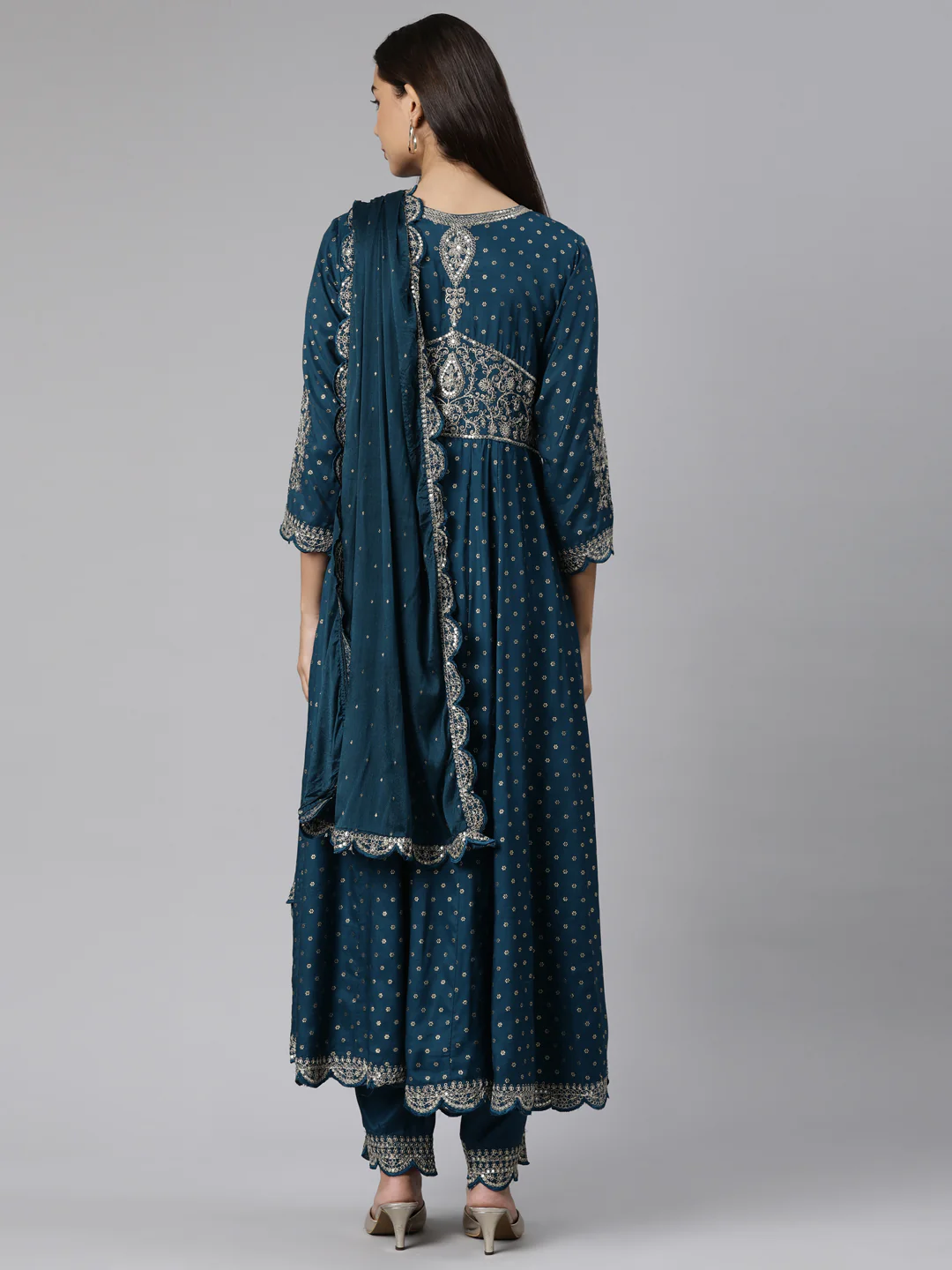 Neerus Blue Regular Straight Floral Readymade suits - Image 3