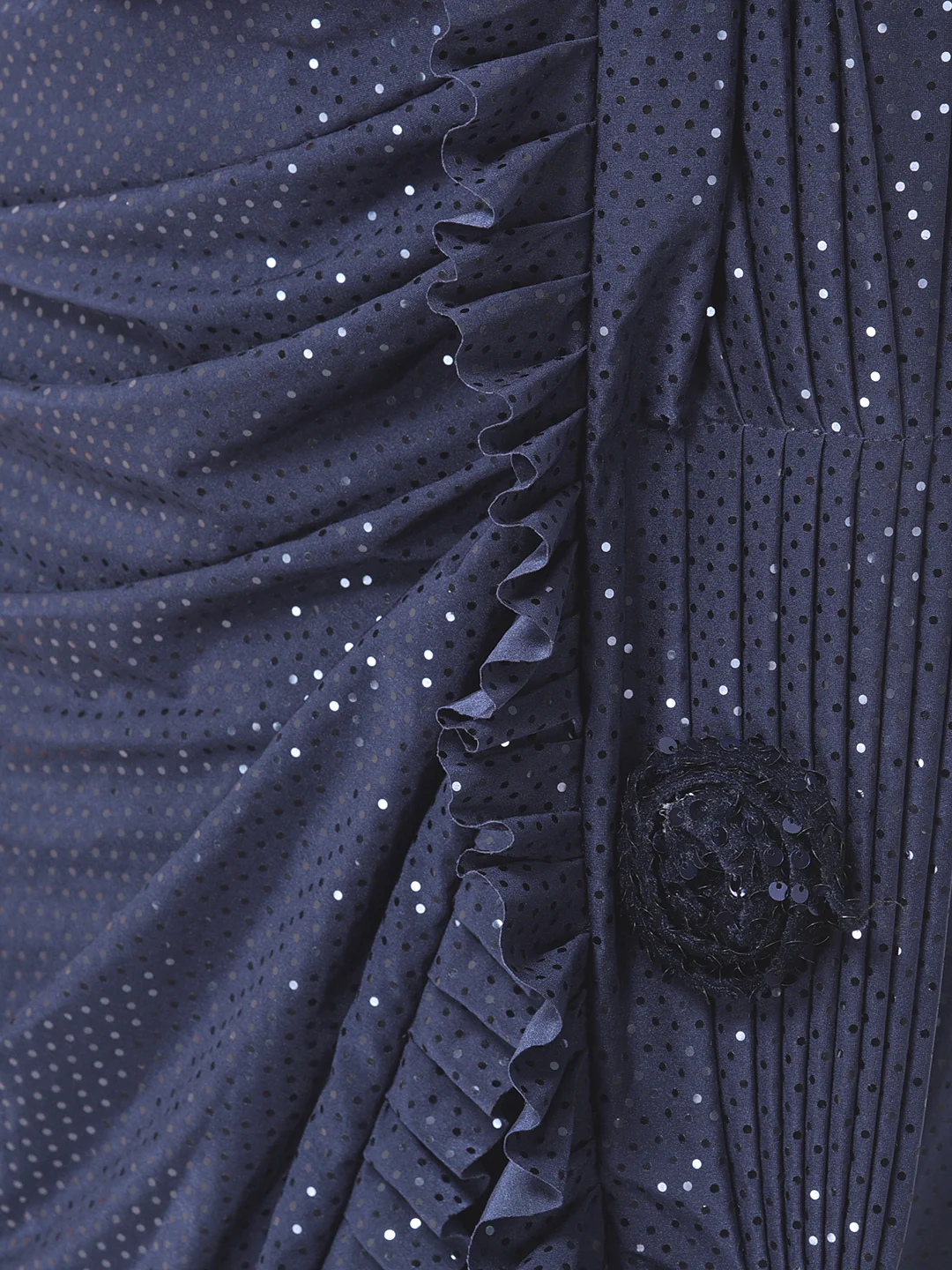 Neerus Blue Solid Ready To Wear Saree With Blouse - Image 3