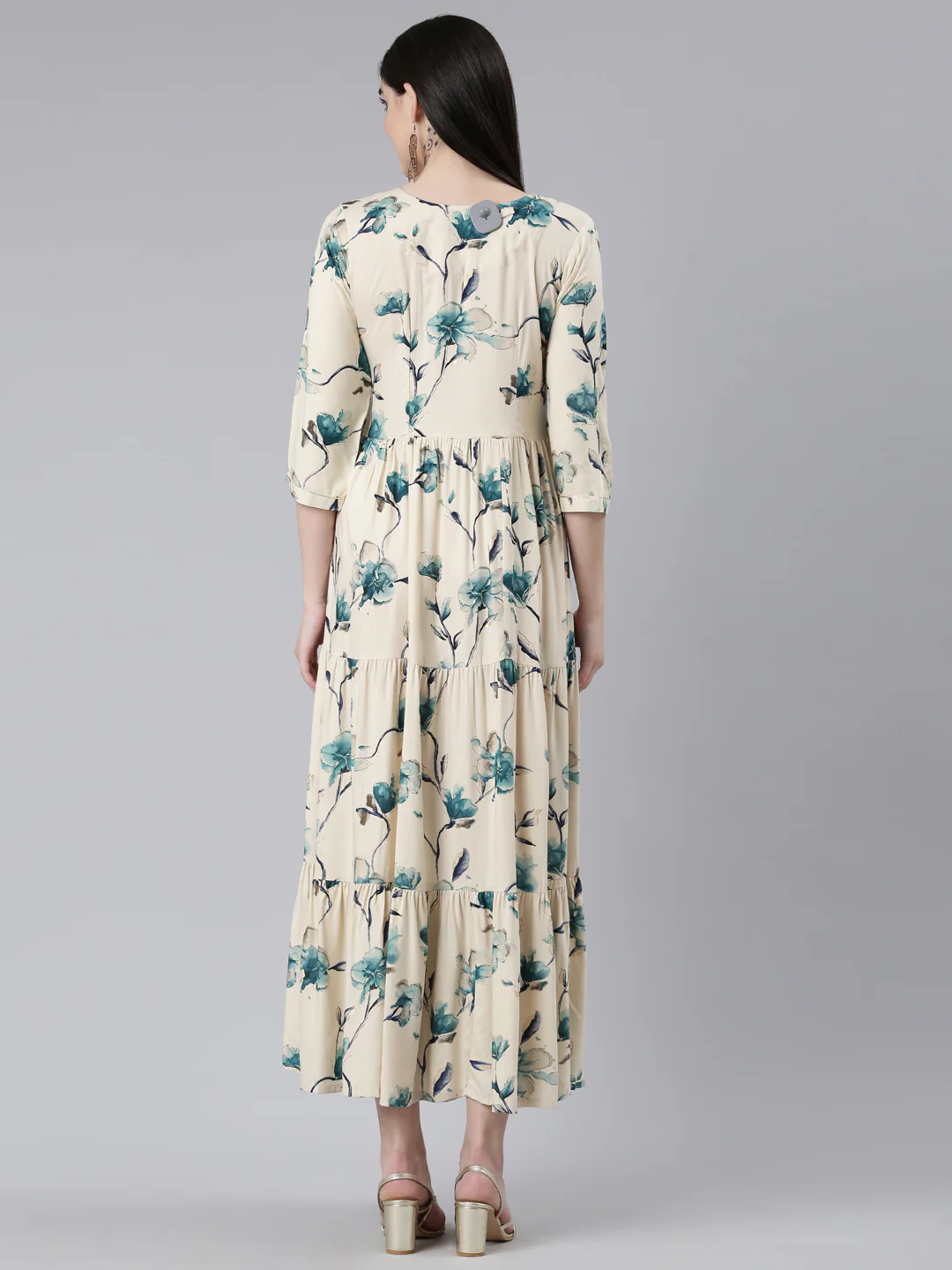 Neerus Blue Straight Casual Printed Dress - Image 3