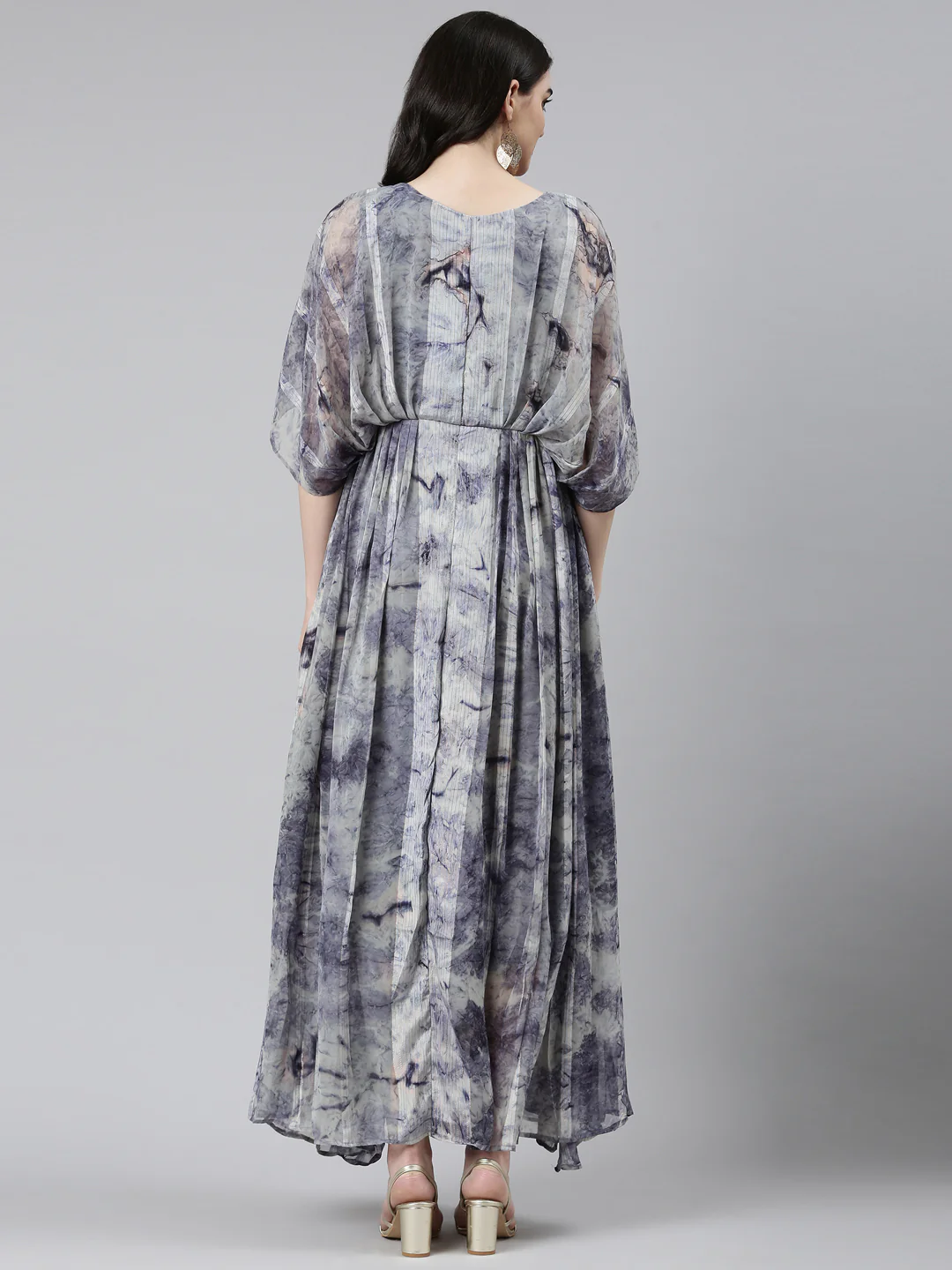 Neerus Blue Straight Casual Solid Dress - Image 3