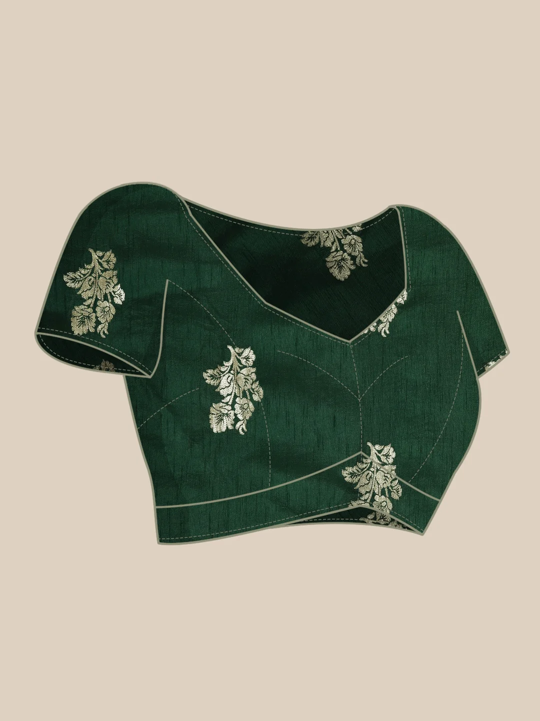 Neerus Bottle Green Color Banaras Fabric Saree - Image 5
