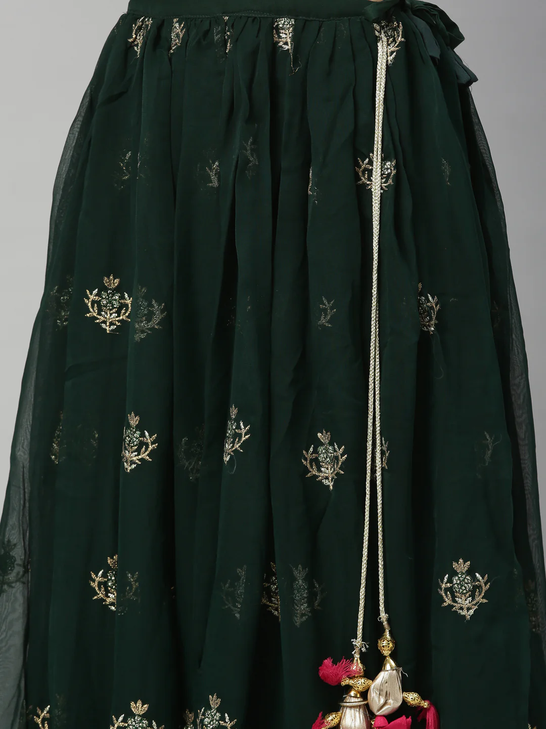 Neerus Bottle Green Color Georgette Fabric Ghagra Set - Image 10