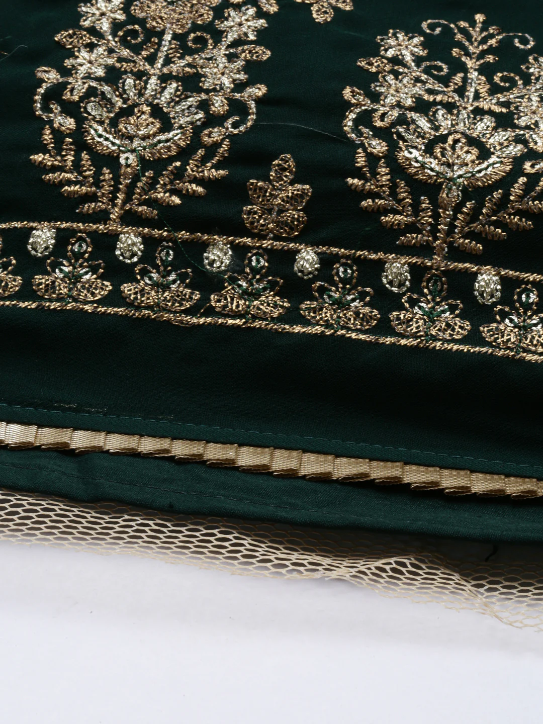 Neerus Bottle Green Color Georgette Fabric Ghagra Set - Image 4