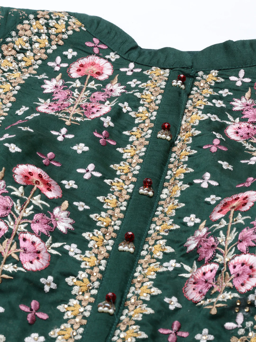 Neerus Bottle Green Color Silk Fabric Kurta Set - Image 3