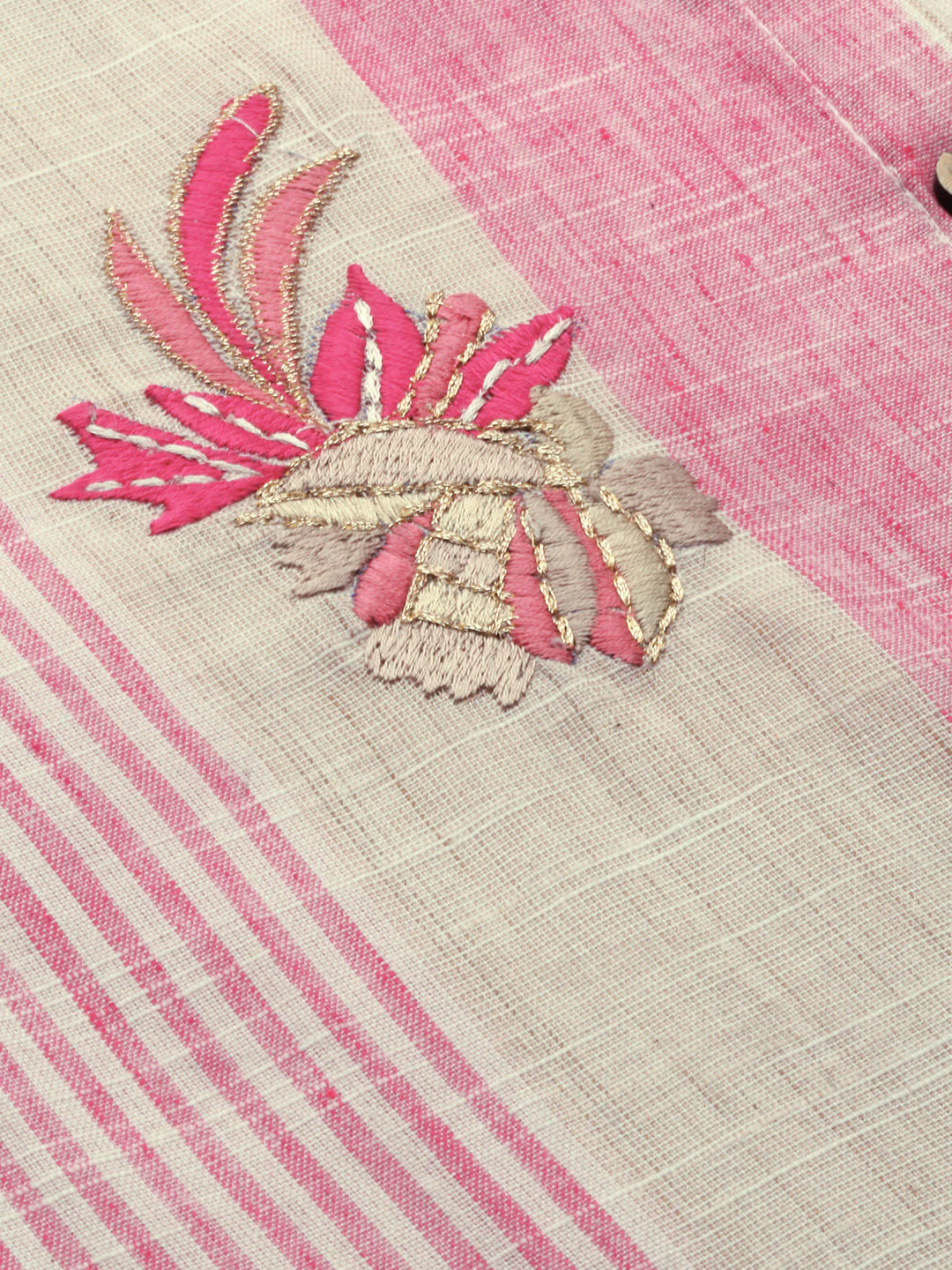 Neerus Brige & Pink Embroidered Straight Kurta - Image 2