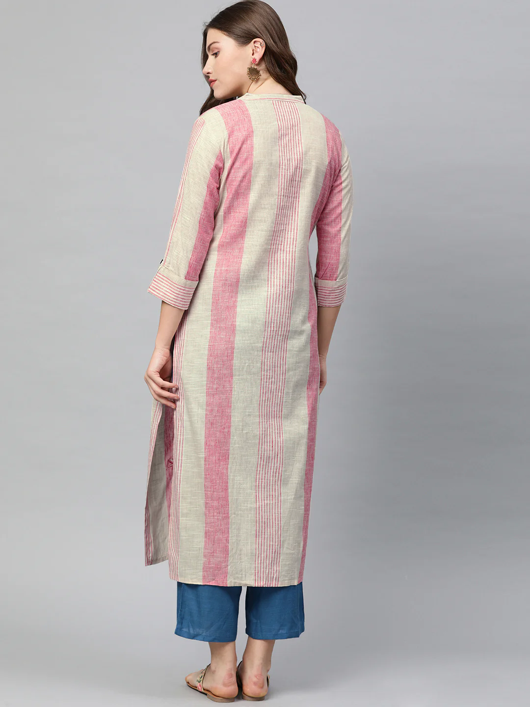 Neerus Brige & Pink Embroidered Straight Kurta - Image 4