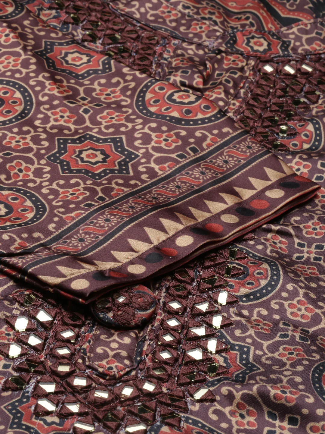 Neerus Brown Color Silk Fabric Kurta Set - Image 7