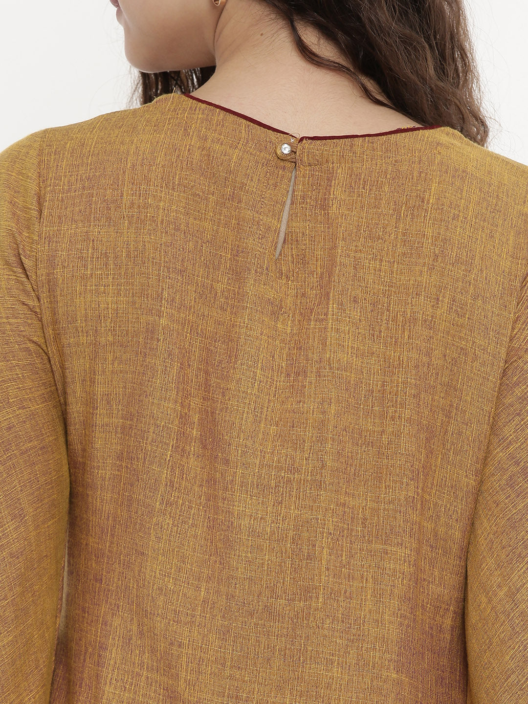 Neerus Brown Embroidered A Line Kurta - Image 3