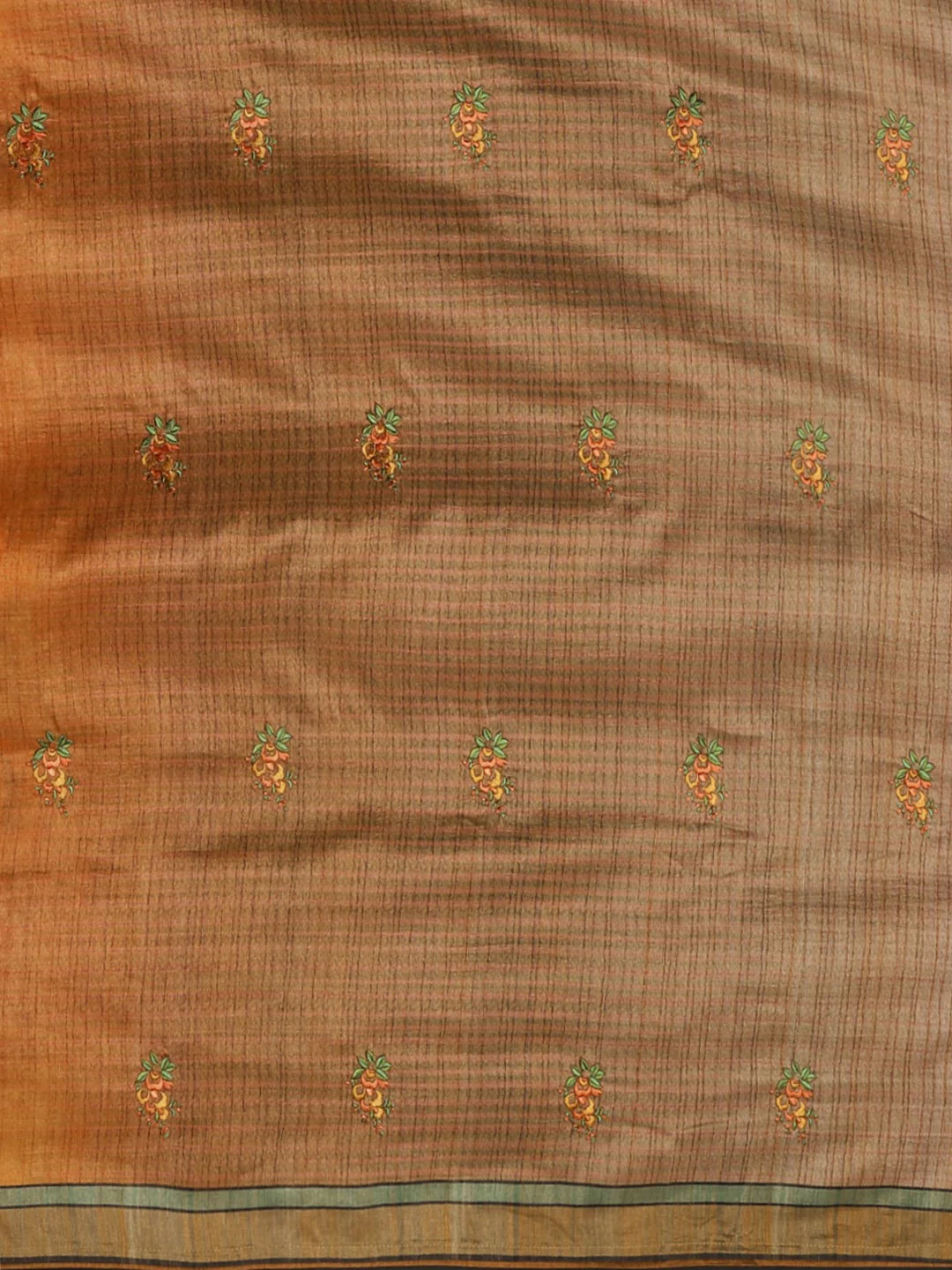 Neerus Brown Printed Saree With Blouse - Image 3