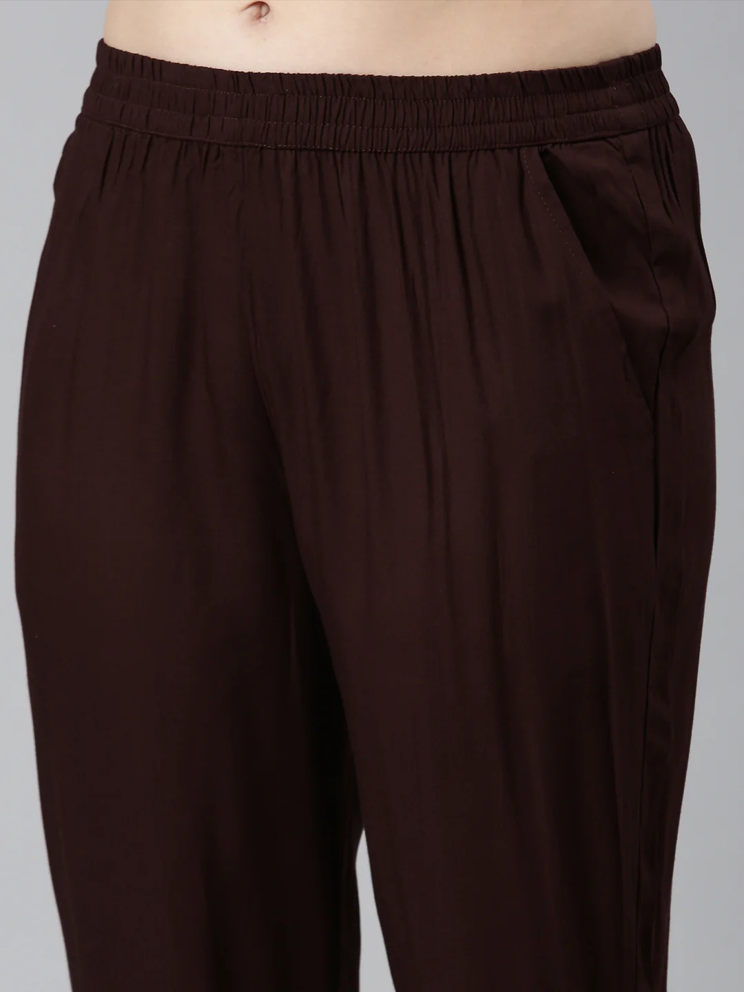 Neerus Brown Regular Straight Floral Kurta And Trousers With Dupatta - Image 6