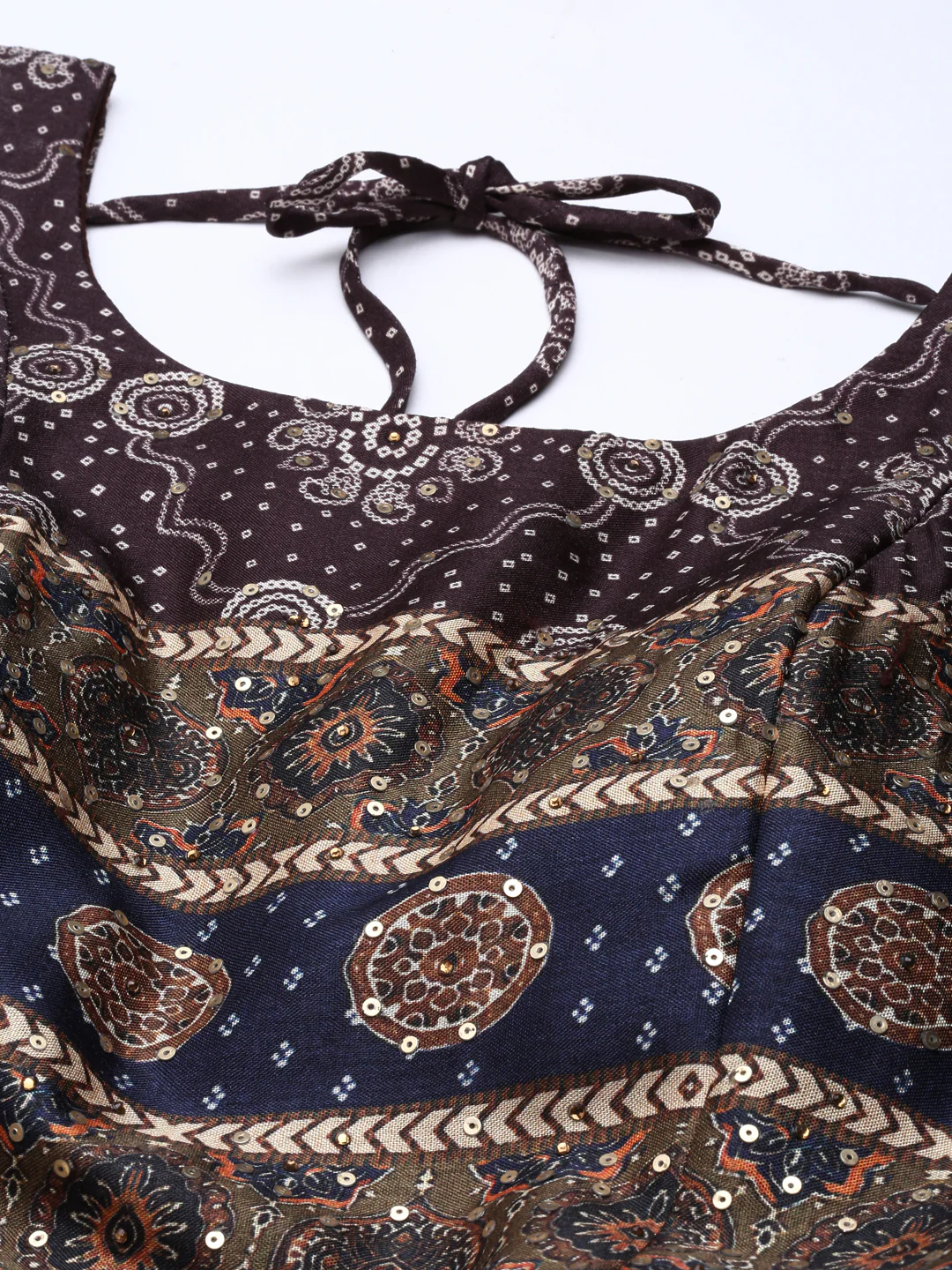 Neerus Brown Straight Casual Printed Maxi Dresses - Image 5