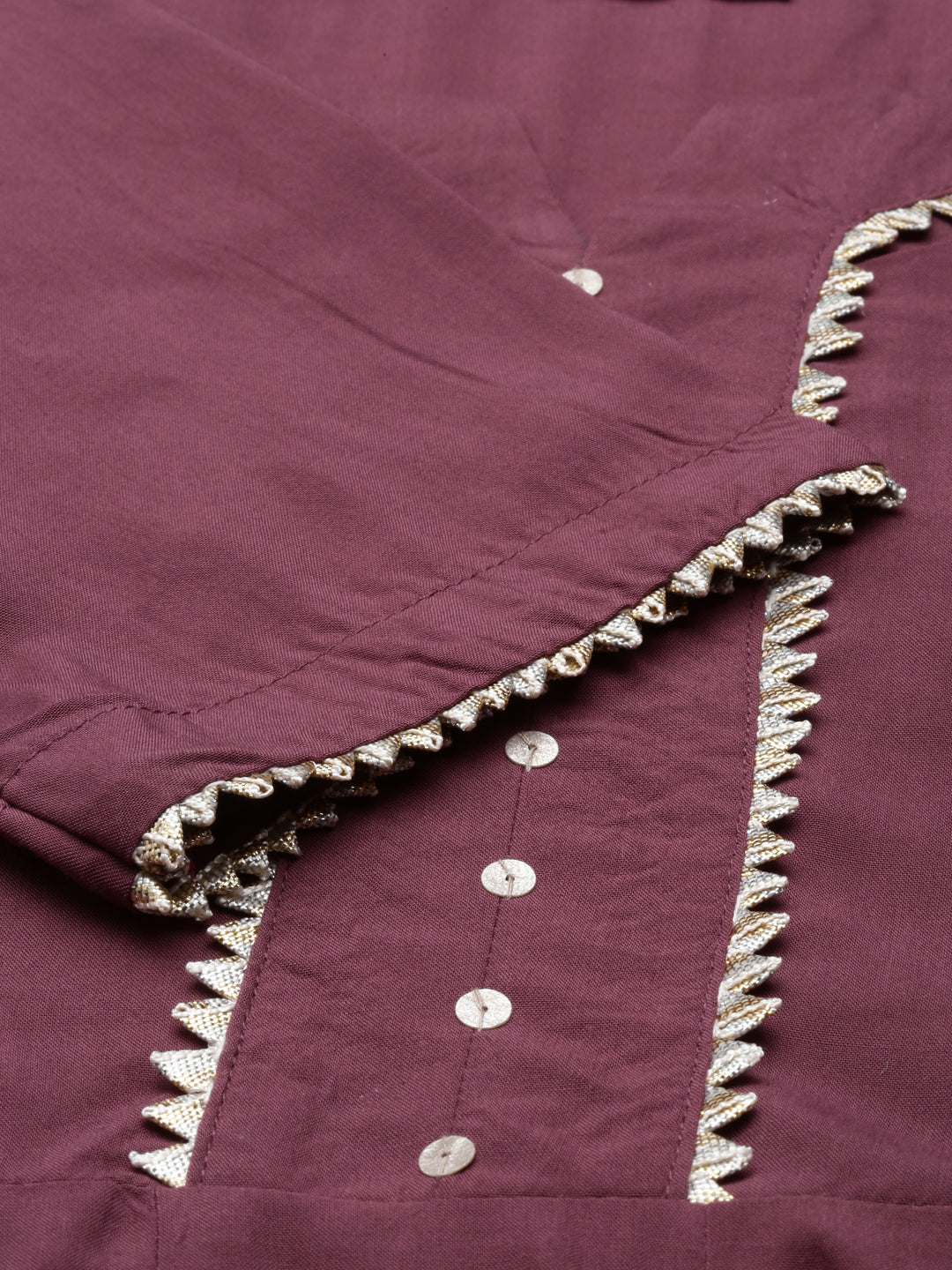 Neerus Burgundy Color Slub Rayon Fabric Kurta - Image 6