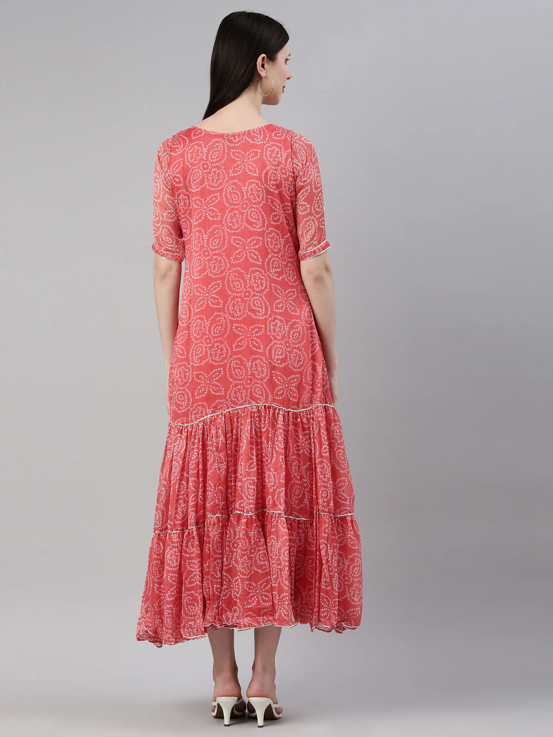 Neerus Carrot Color Georgette Fabric Kurta - Image 5
