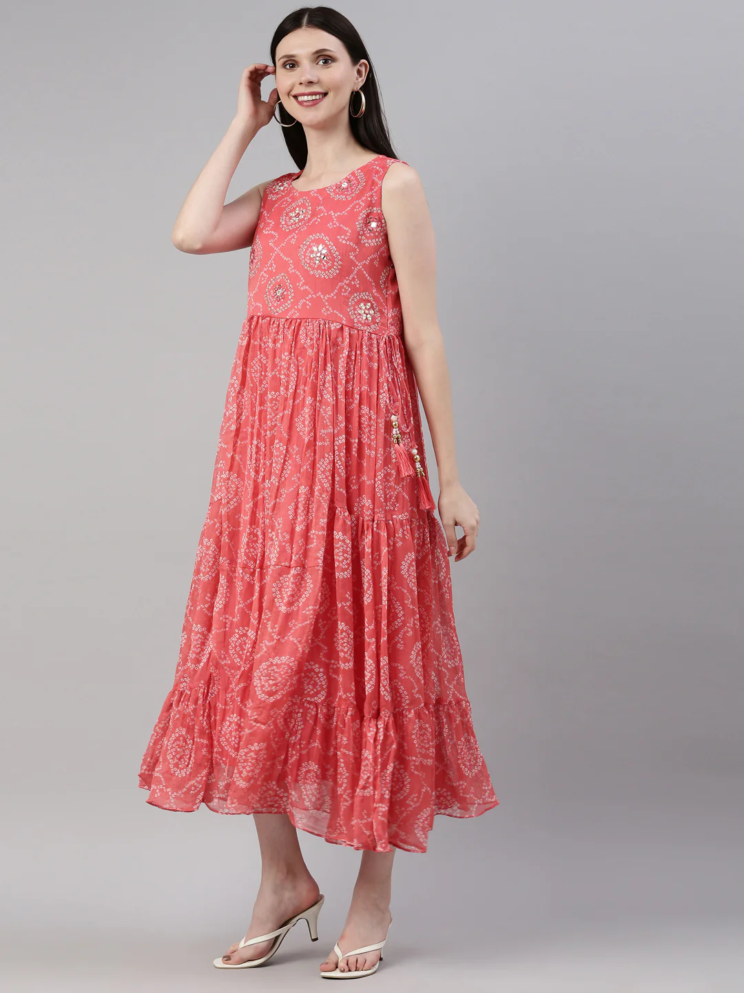 Neerus Carrot Color Georgette Fabric Kurta - Image 3