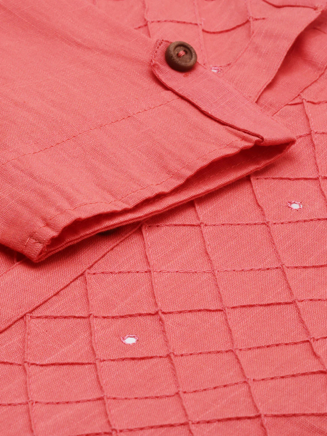 Neerus Carrot Colour Slub Cotton Fabric Tunic "44" - Image 4