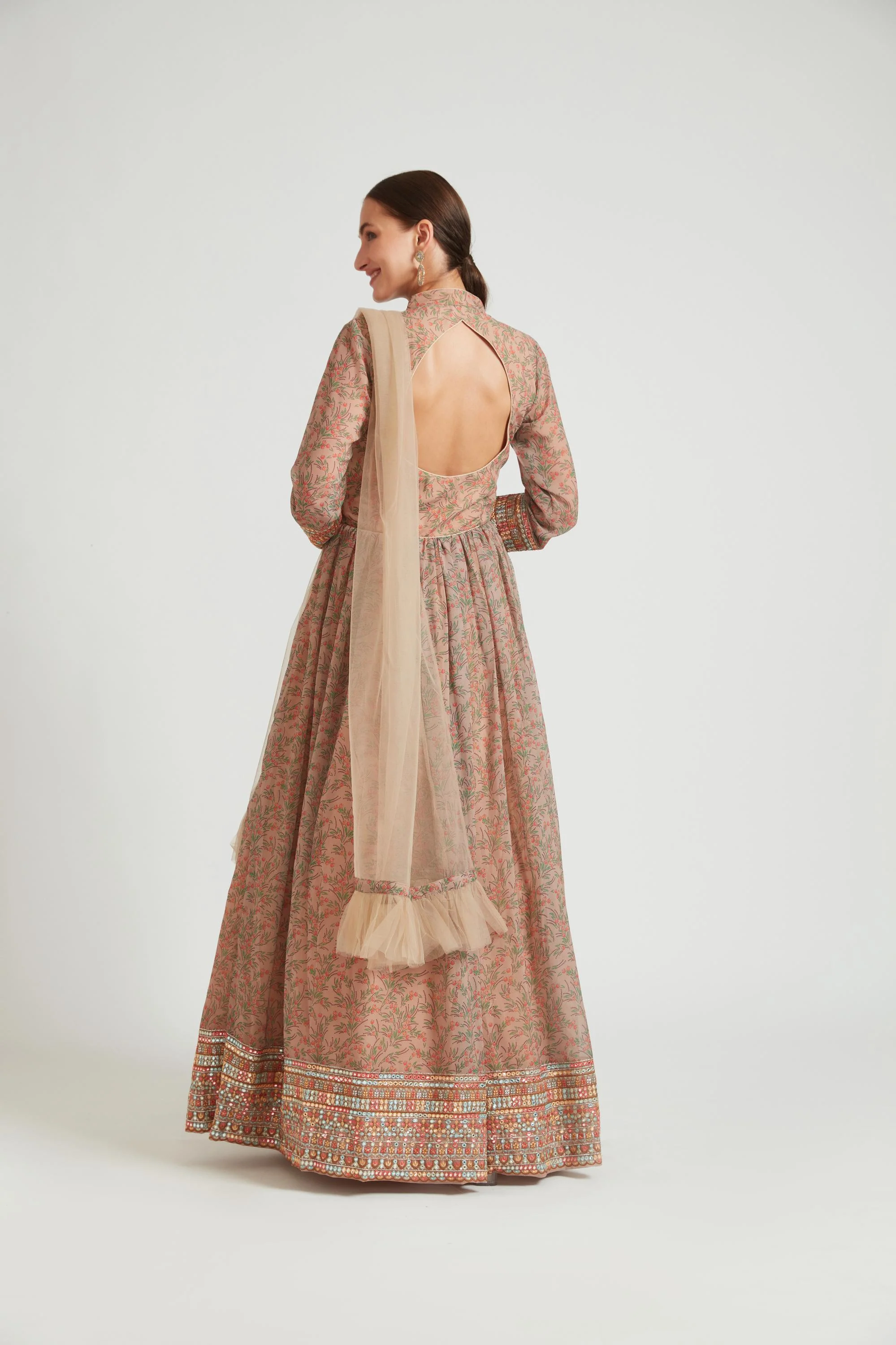 Neerus Chikoo Color Georgette Fabric Anarkali - Image 5