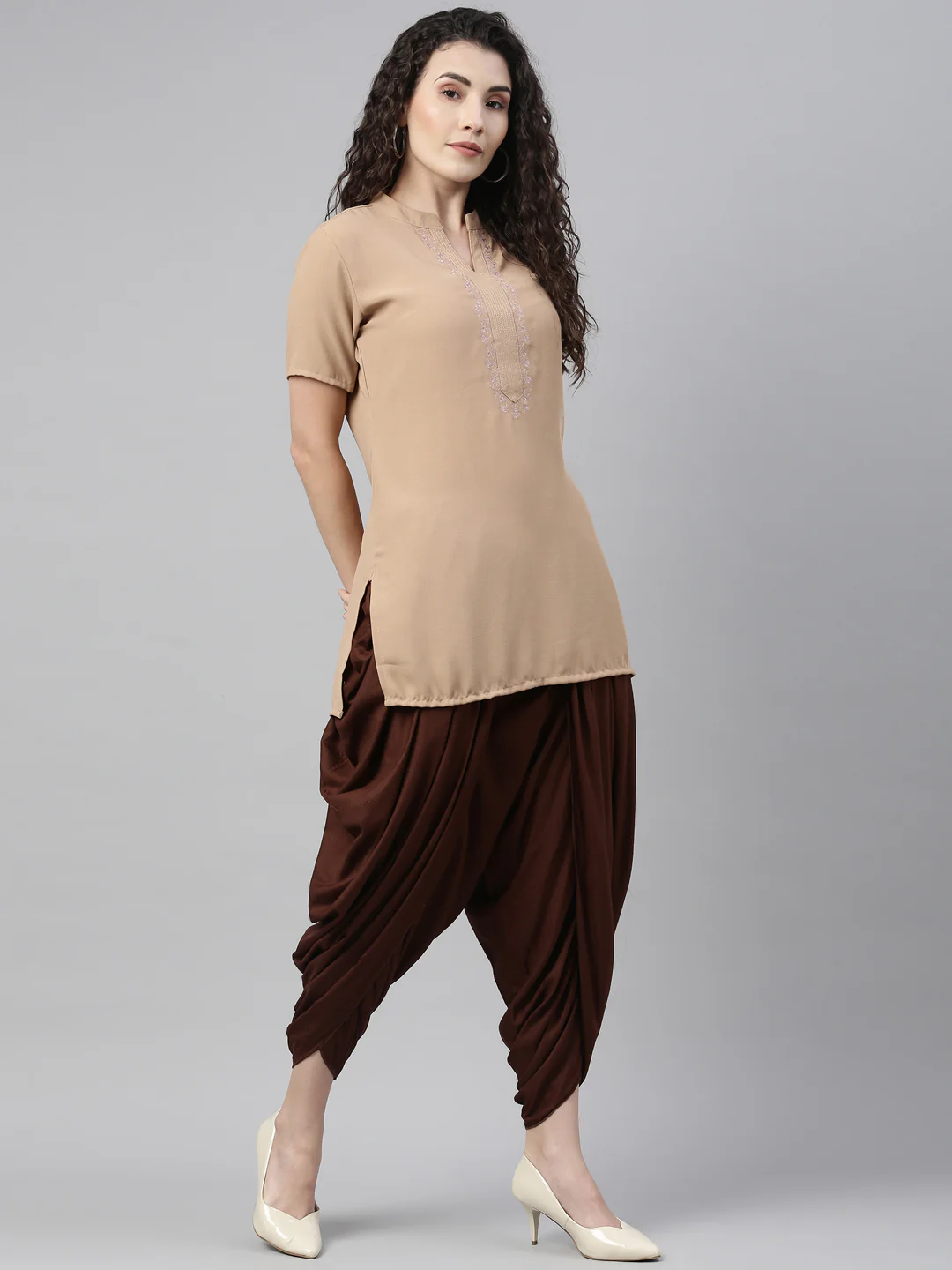 Neerus Choco Color Rayon Fabric Dhotti