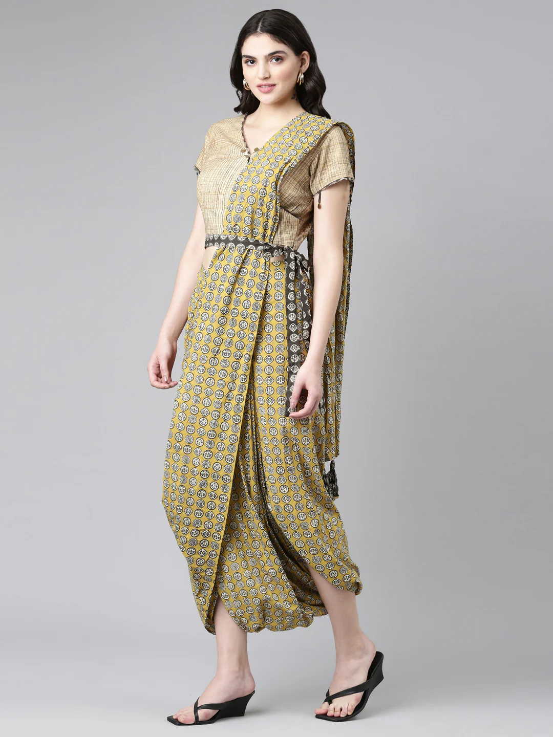 Neerus Conversational Printed Pure Cotton Top With Dhoti Pants - Image 3