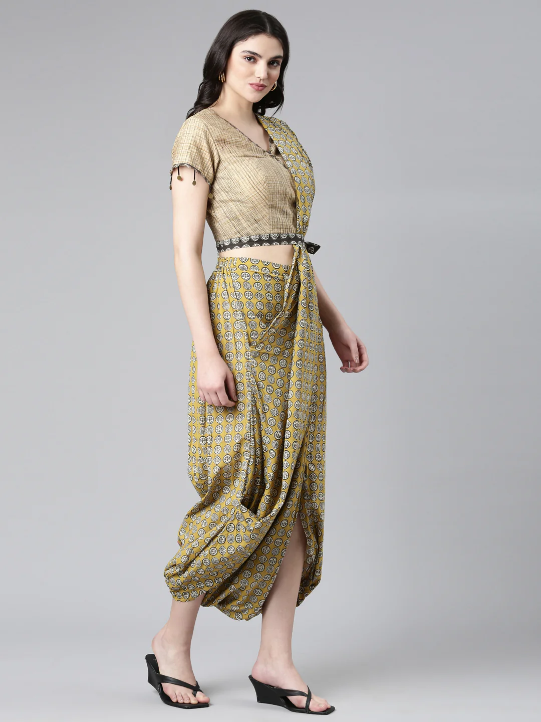 Neerus Conversational Printed Pure Cotton Top With Dhoti Pants - Image 4