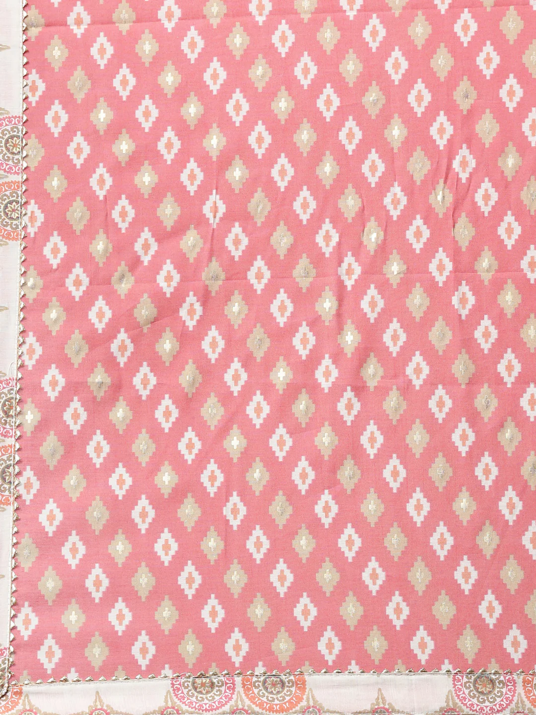 Neerus Coral Color Chanderi Cotton Fabric Kurta Sets With Dupatta - Image 2