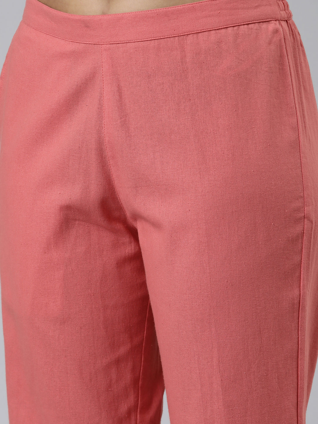 Neerus Coral Regular Calf Length Printed Kurta Solid Trousers - Image 5