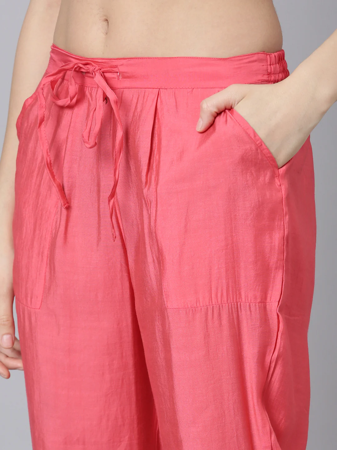 Neerus Coral Regular Straight Floral Kurta And Trousers With Dupatta - Image 6