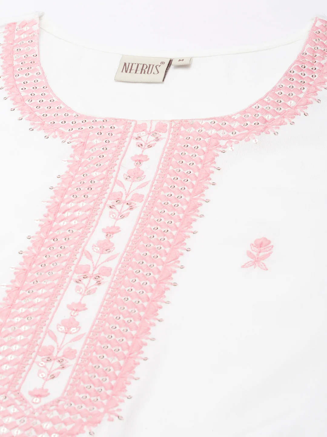 Neerus Coral Straight Casual Floral Straight Kurta - Image 4